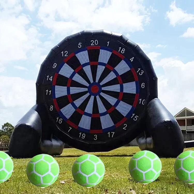 Outdoor giant black inflatable dart board game kick soccer inflatable football target ball foot darts for sport event