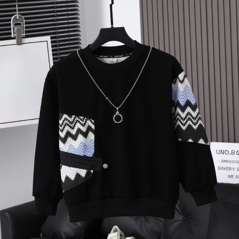 2026 New Boys Hoodie Autumn Spring Korean Style Loose Long Sleeve Tops Kids Streetwear Fashion Pullover Children Clothing