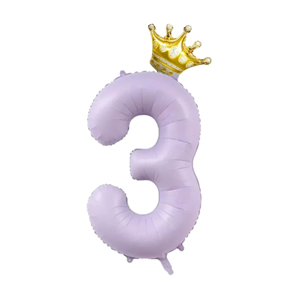 2pcs Gold Crown Foil Balloon 40inch Cream Purple Digit 0-9 Number Balloons 1 2 3 4 5 Years Old Birthday Party Decoration Balloon