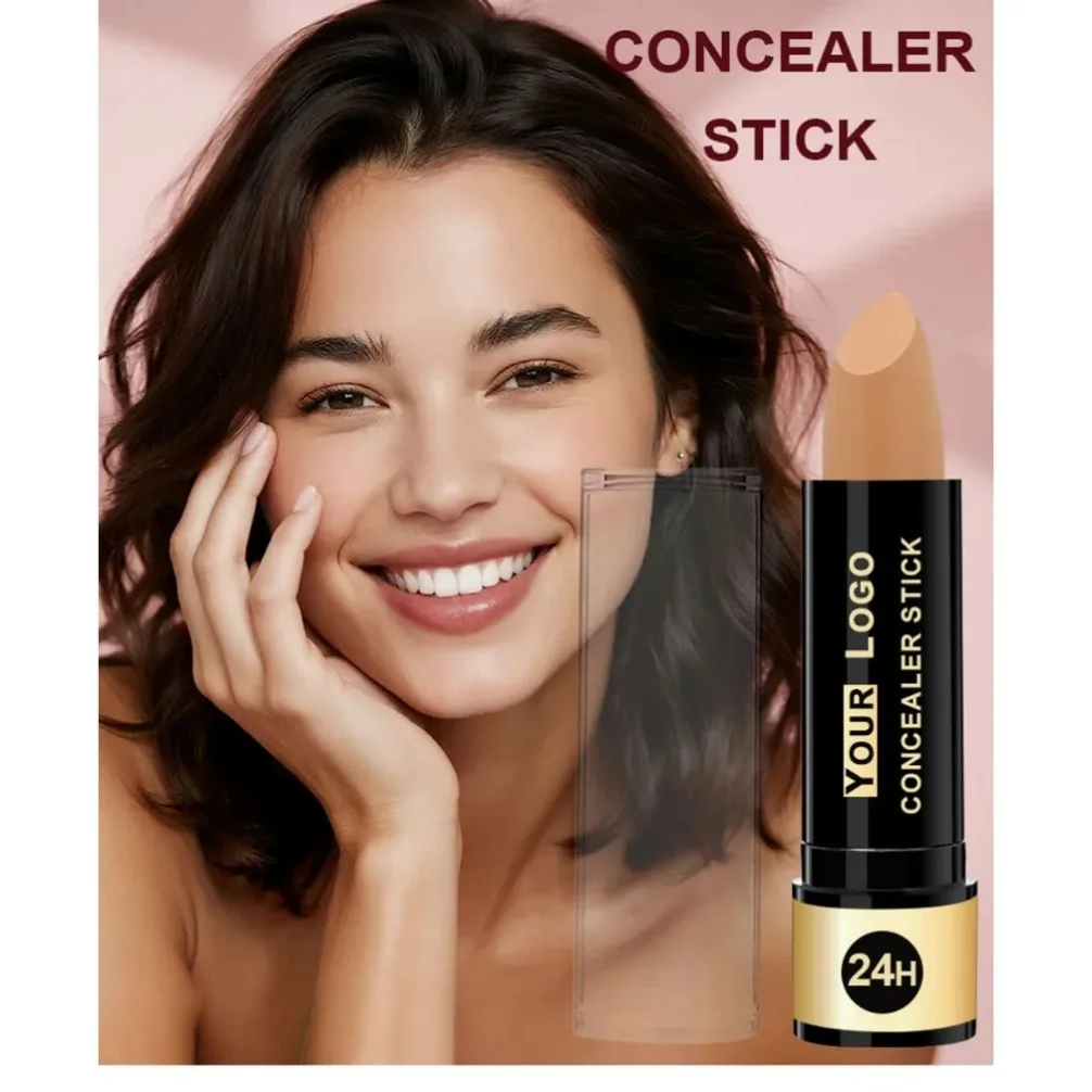 Etichetta privata Logo personalizzato Tubo per rossetto nero opaco Correttore Stick Controllo olio Correttore impermeabile duraturo Trucco snellente