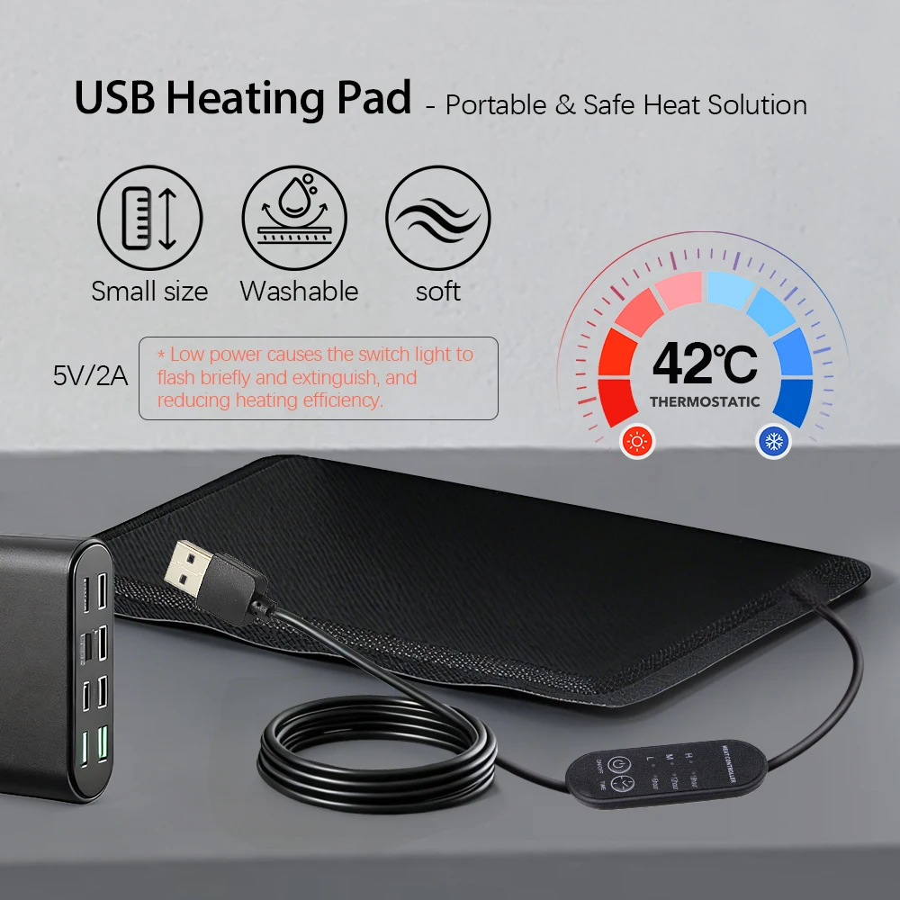 9-4W Small USB Timing Control Heating Pad Fiber Cloth for Reptiles Snakes Lizard Hermit Crab Turtle USB Heating Pad for Reptile
