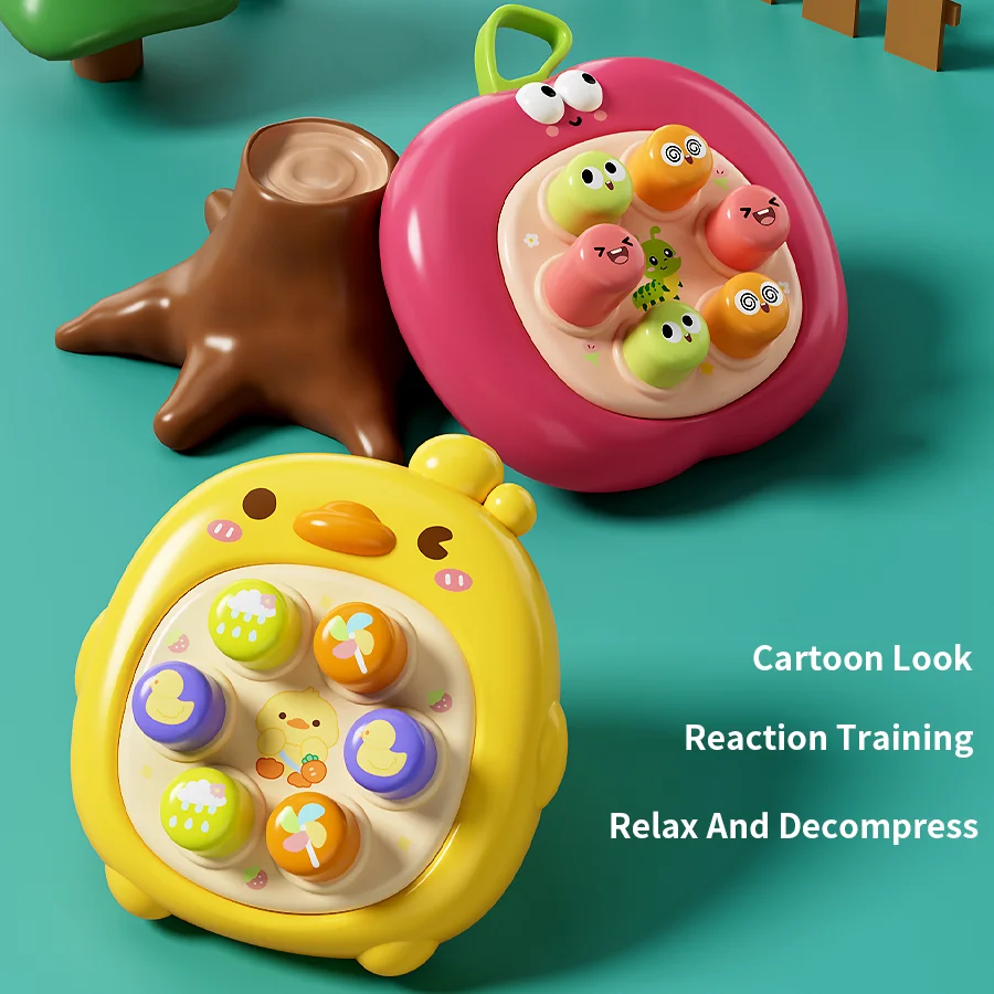 Cartoon whack-a-mole game decompression toy to exercise reflexes