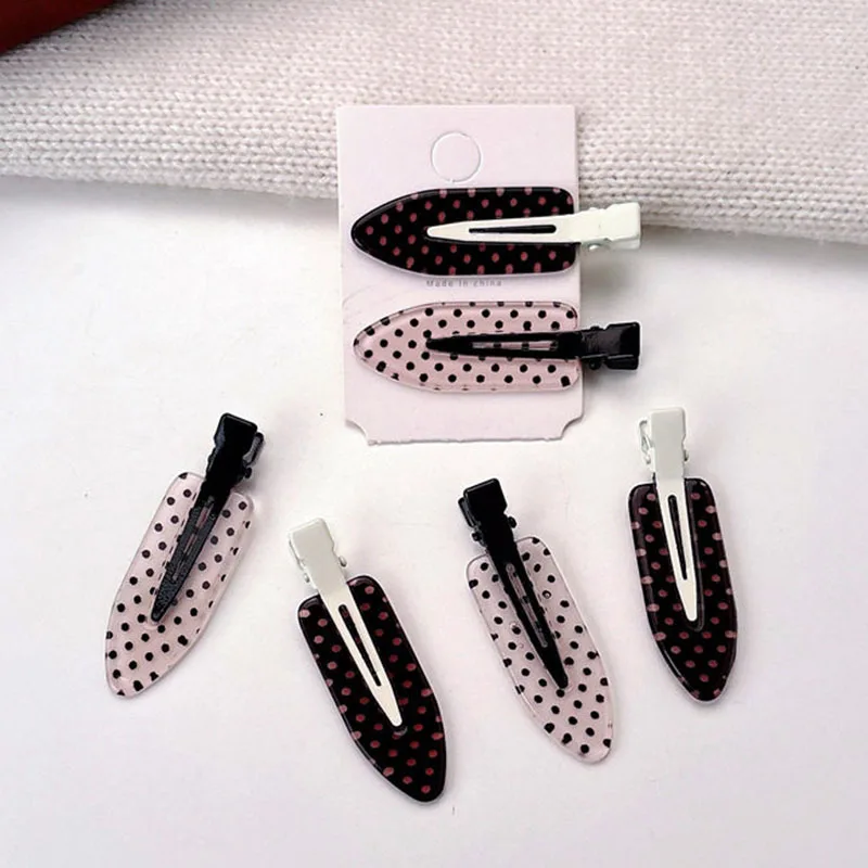 Black and White Acetic Acid Traceless Hair Clip 2 Pieces Acrylic Duckbill Clip Sweet Bangs Hair Clip Hair Clips Styling Tool New
