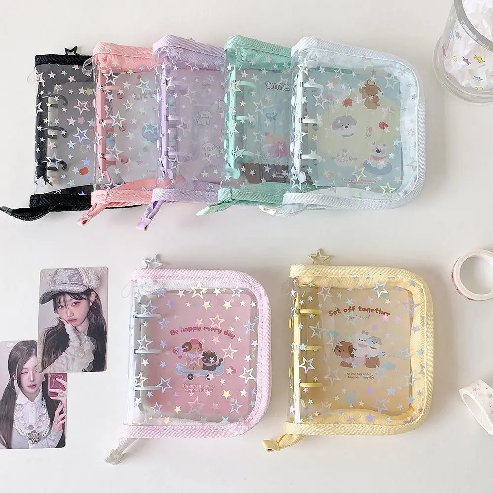 1pc INS PVC A8 Card Binder Star Glitter Print Loose-leaf Kpop Photocard Holder 3 Inch Photo Album Photo Card Storage