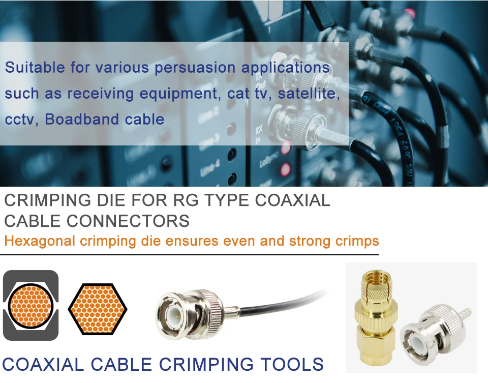 Koaxialkabel-Crimp zange yf-Serie für sma/bnc rg58, 59, 62, 174,8, 11, 188, 233 und Crimpschneider-Abisolier werkzeuge – Detail 2