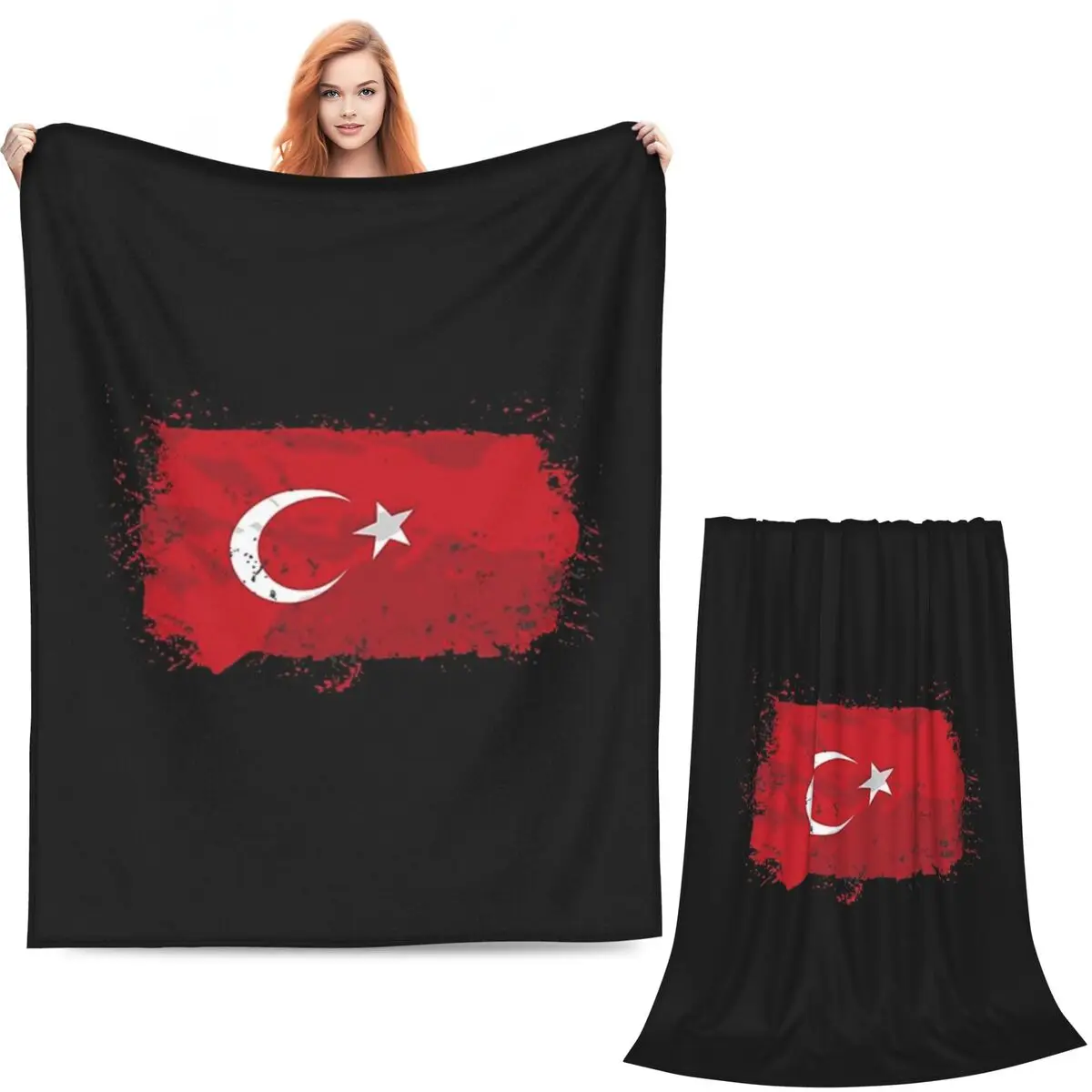 The Republic Of Turkey Flag Blanket Soft Warm Flannel Throw Blanket Cover for Bed Living room Picnic Travel Home Couch