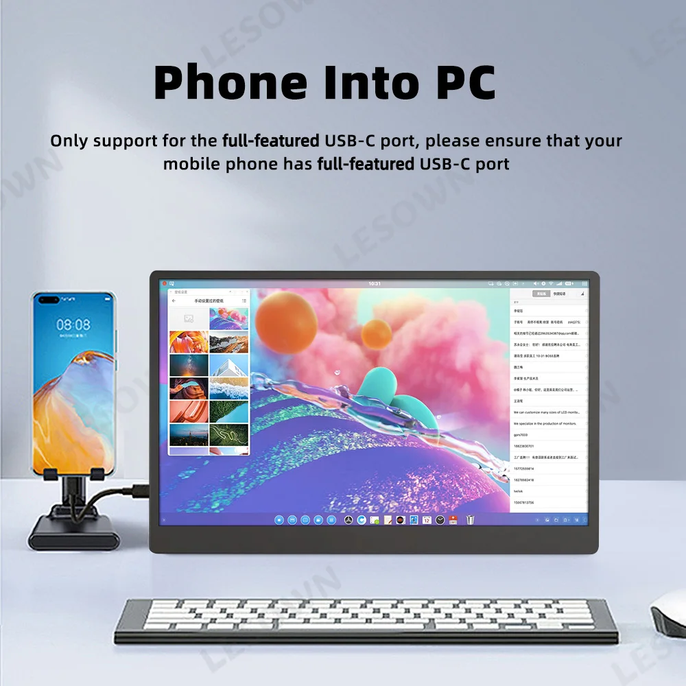 LESOWN 11.6-inch Laptop Screen Extender 1366x768 LCD Instant Connection Mobile Monitor VESA 75 for Windows Notebook