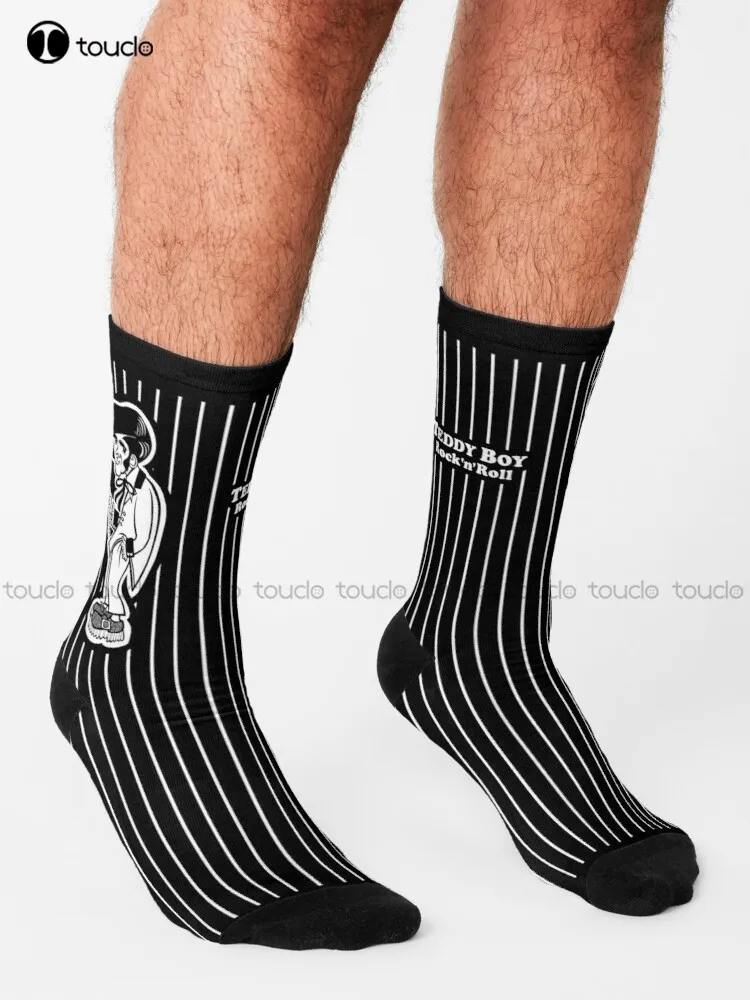 Teddy Boy Socks Womens Black Socks Unisex Adult Teen Youth Socks 360° Digital Print Harajuku Streetwear Gd Hip Hop Gift Retro