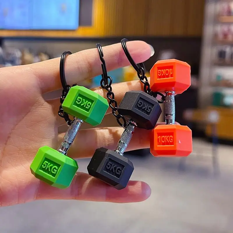 2025 New Barbell Keychain Silicone Dumbbell Keychain Gym Gifts For Gym Lovers Fitness Trainer Gift Backpack Car Key Pendant