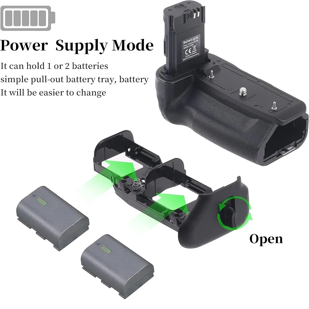 맥코플러스 수직 다기능 배터리 그립, 캐논 EOS R5 R5C R6 R6 Mark II 카메라용, BG-R10 BG-EOS R5/R6