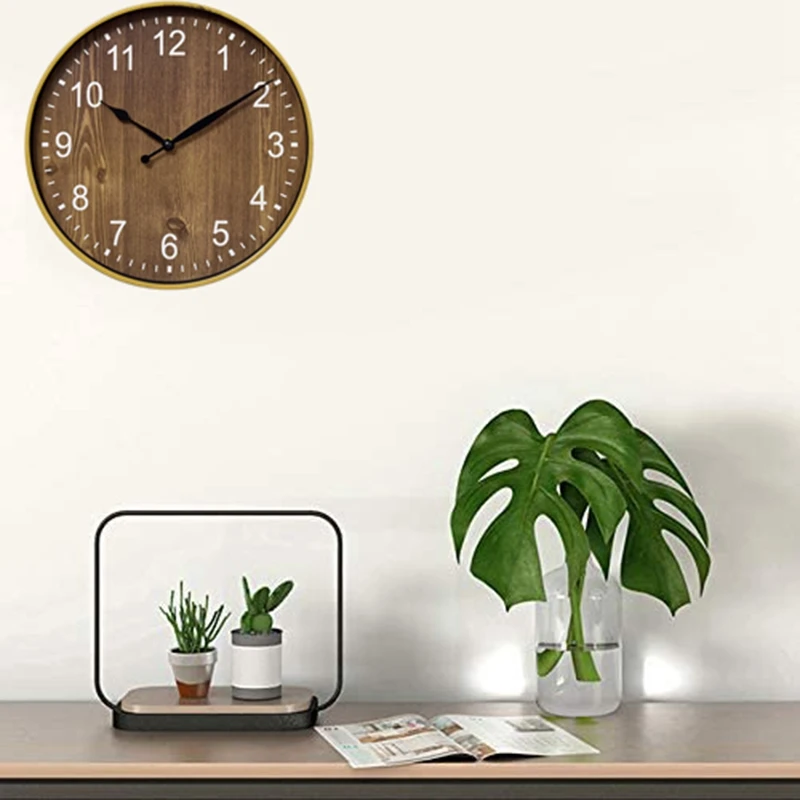 Silent Wood Grain Wall Clock, 3D Retro Wall Clock For Fashion/Living Room Decoration, 12 Inches