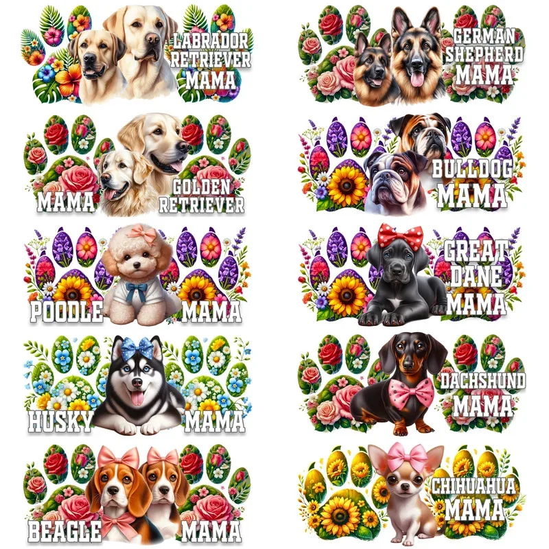 Cute Dog Series Easy Peel Waterproof DIY Decals 3D Transfers UVDTF Stickers 16oz UV DTF Cup Wraps for Libbey Glasses