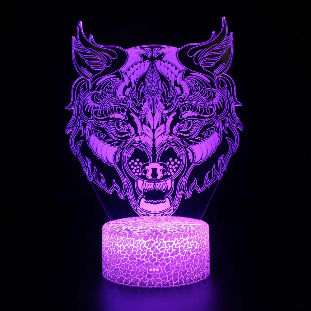 

Nighdn Acrylic Wolf Head 3D Lamp Illusion LED Night Light USB Bedside Lamp Colorful Nightlights Gift for Kids Man Room Decor