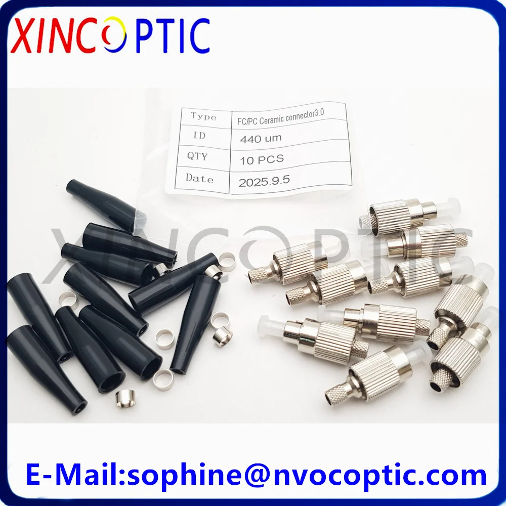 10Pcs FC/PC Ceramic Connector With Ceramic Insert Hole Diameter 440um Ferrule/Core For Big Hole Patch Cord