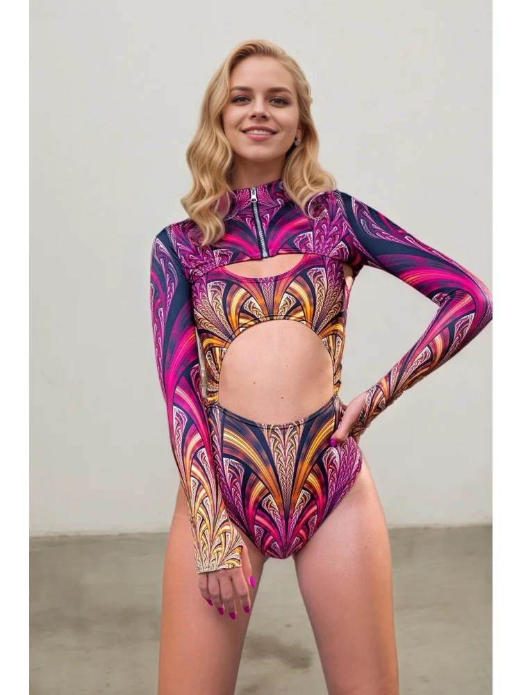 IOOTIANY Sexy Graffiti-Strumpfhose Badeanzug Mantel Karneval Offenes Herz Weste Bodysuit Leotard Gothic Cosplay Party Rollenspiel Bademode – Detail 15