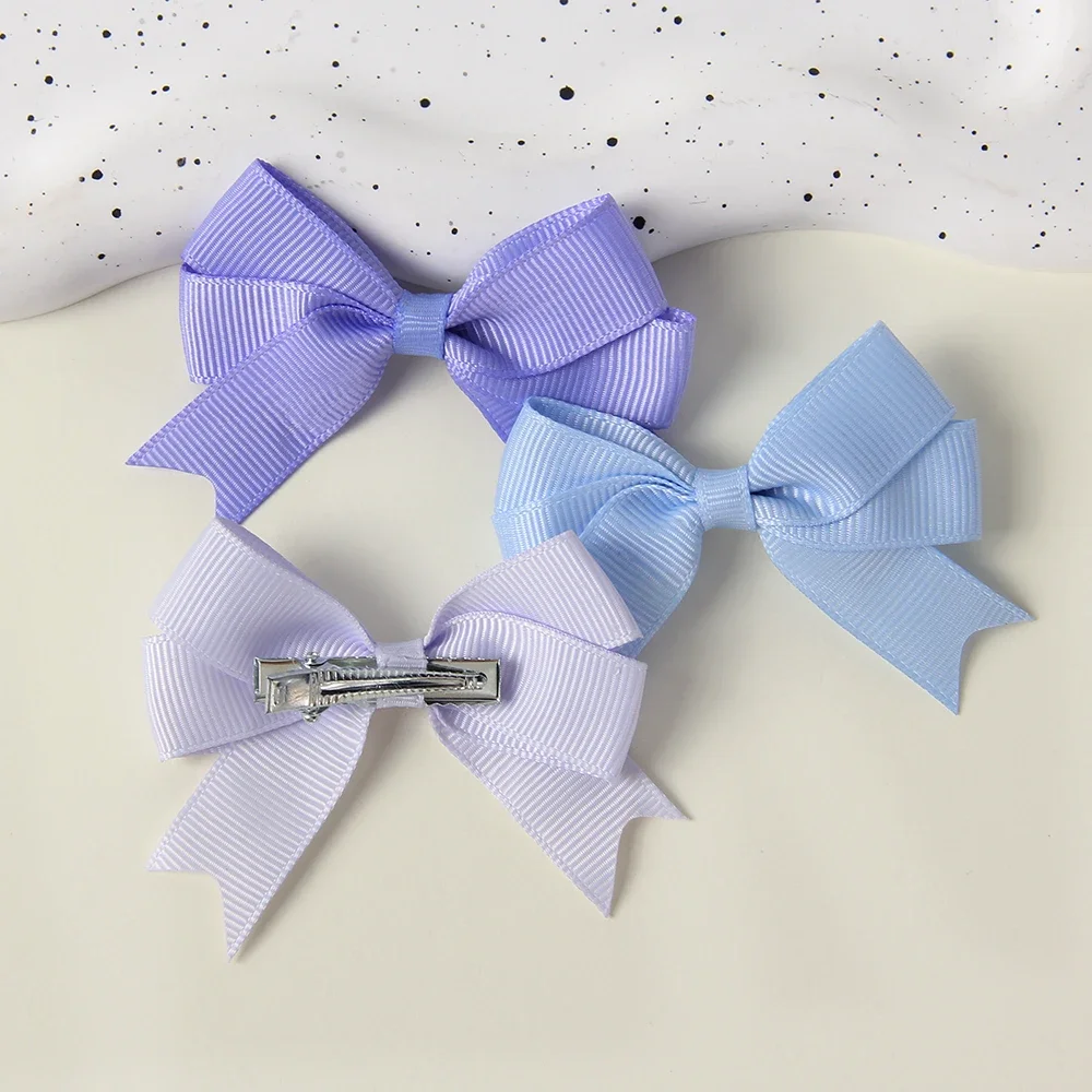 40Pcs/lot Macaron Solid Bow Alloy Hair Clip Cute Solid Color Ribbon Hair Clip Children's Gift Hair Accessory