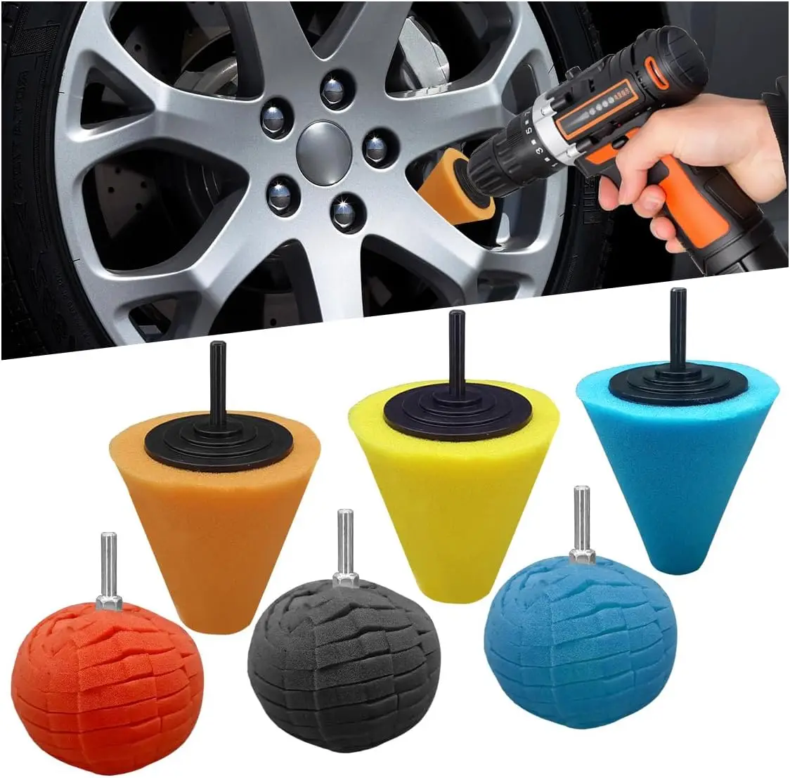 

6 шт. губчатые подушечки для полировки колес автомобиля — набор автоматических буферов для чистки ступиц и деталей
