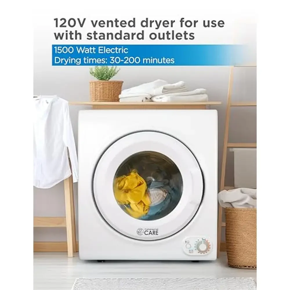 Electric Portable Dryer 3.5 Cu. Ft. Front Loading Machine 13.2 lbs. Laundry Multiple Settings Auto Function Venting Required