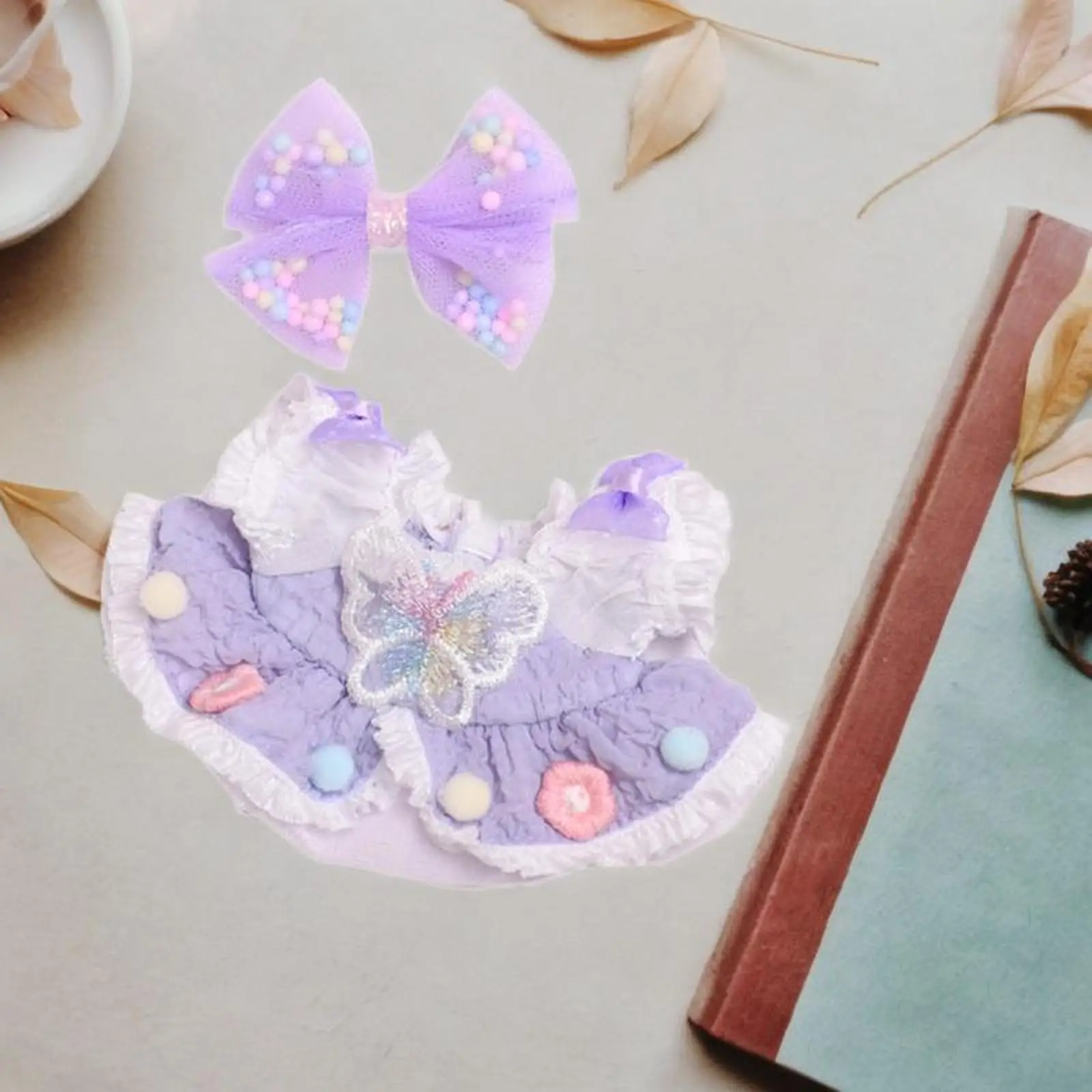 

6.69inch Doll Clothes Doll Accessories Stylish Comfortable DIY Doll Toy Doll Dress and Hair Clip Outifit for Age 5 6 7 8 9 10