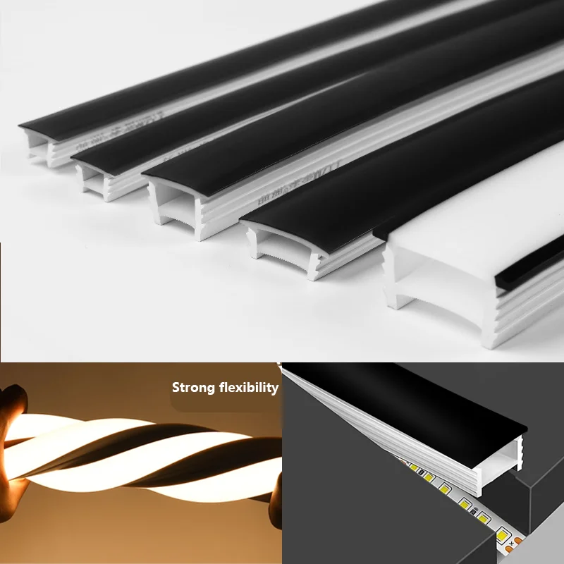 

Recessed LED Neon Rope Tube Black Flexible Silicone Diffuser Channel Linear Decor Outdoor RGB Strip Light For WS2811 WS2812B