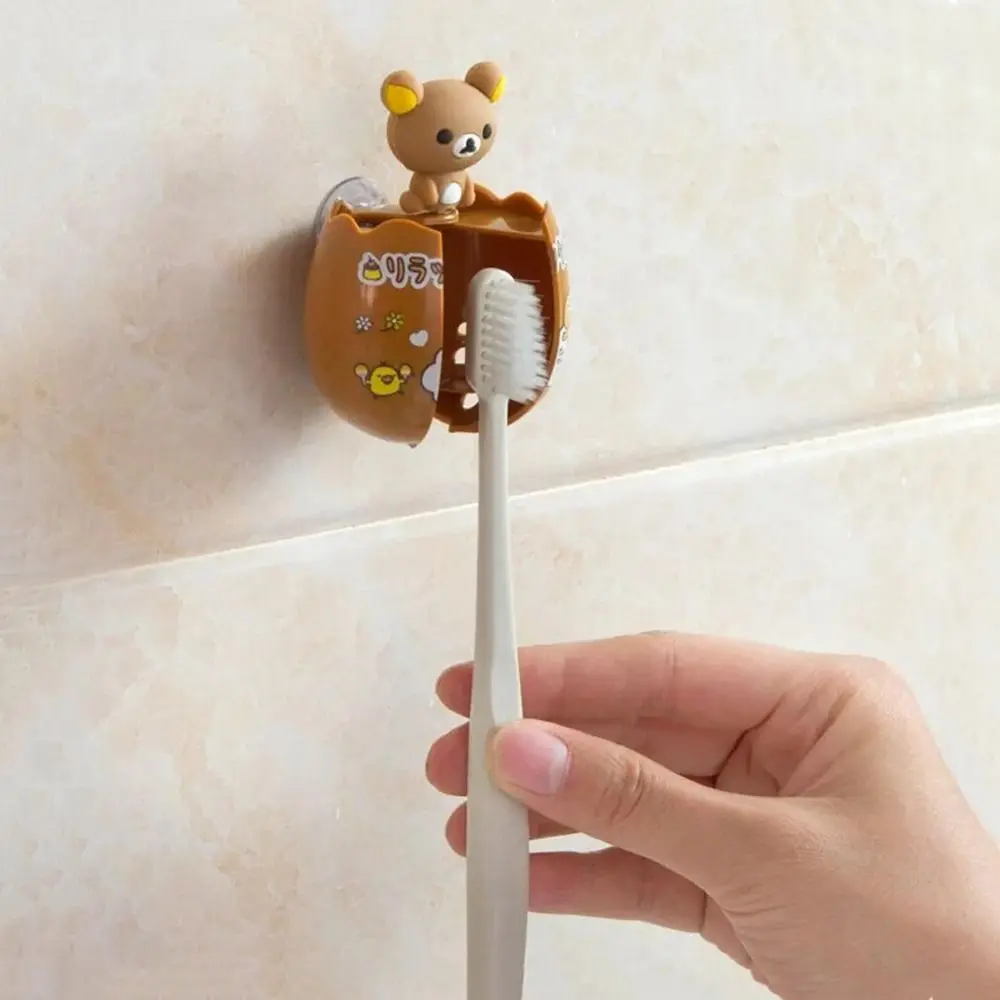 Plastic Animal Egg-shaped Toothbrush Holder Double Suction Cup Cartoon Animal Children Toothbrush Holder Anti-bacterial