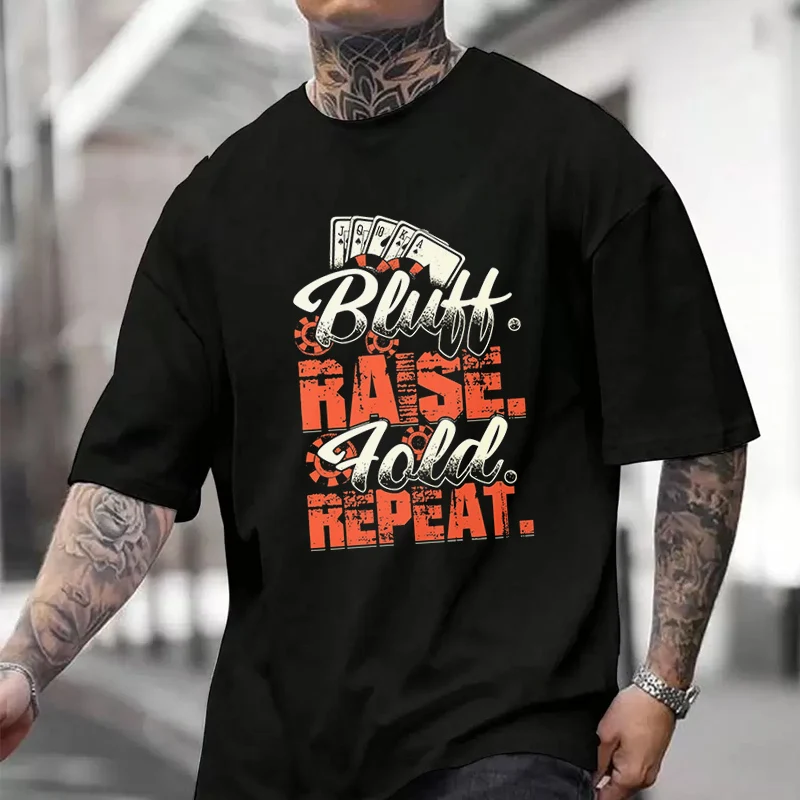 

Men's Women Summer 100% Cotton T-shirt Bluff Raise Fold RepeatLoose Short Sleeved Casual Basic TShirt Round Neck Tops