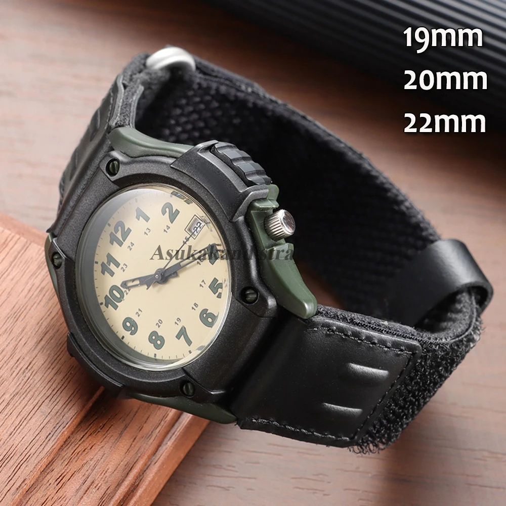 Correa de reloj de nailon y cuero encerado, correa de 19mm, 20mm y 22mm para reloj Casio, correa de liberación rápida de estilo militar para pulseras Seiko para hombre