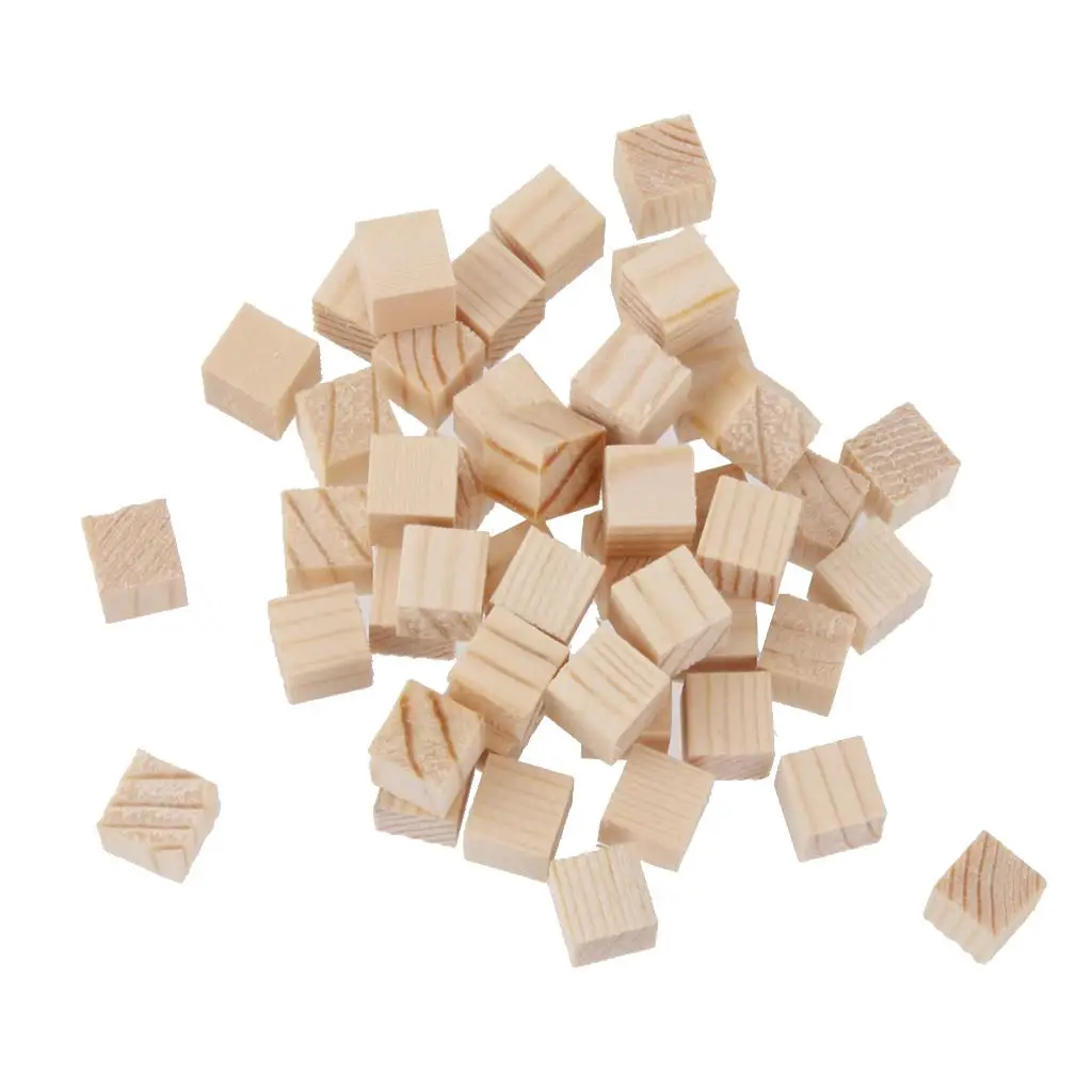 

50x 10mm Natural Wood Block for Kids Toys DIY Scrapbook Embellishments