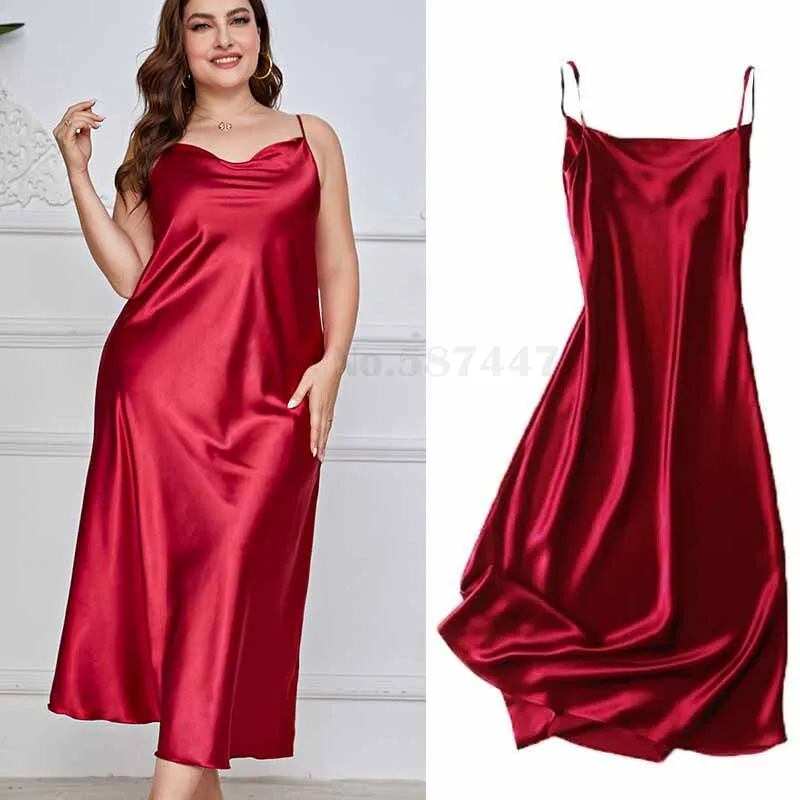 Sexy Nightgowns Big Size Spaghetti Strap Long Home Dressing Gown Sleepwear Lingerie for Woman Chemise Nightdress Lounge Wear