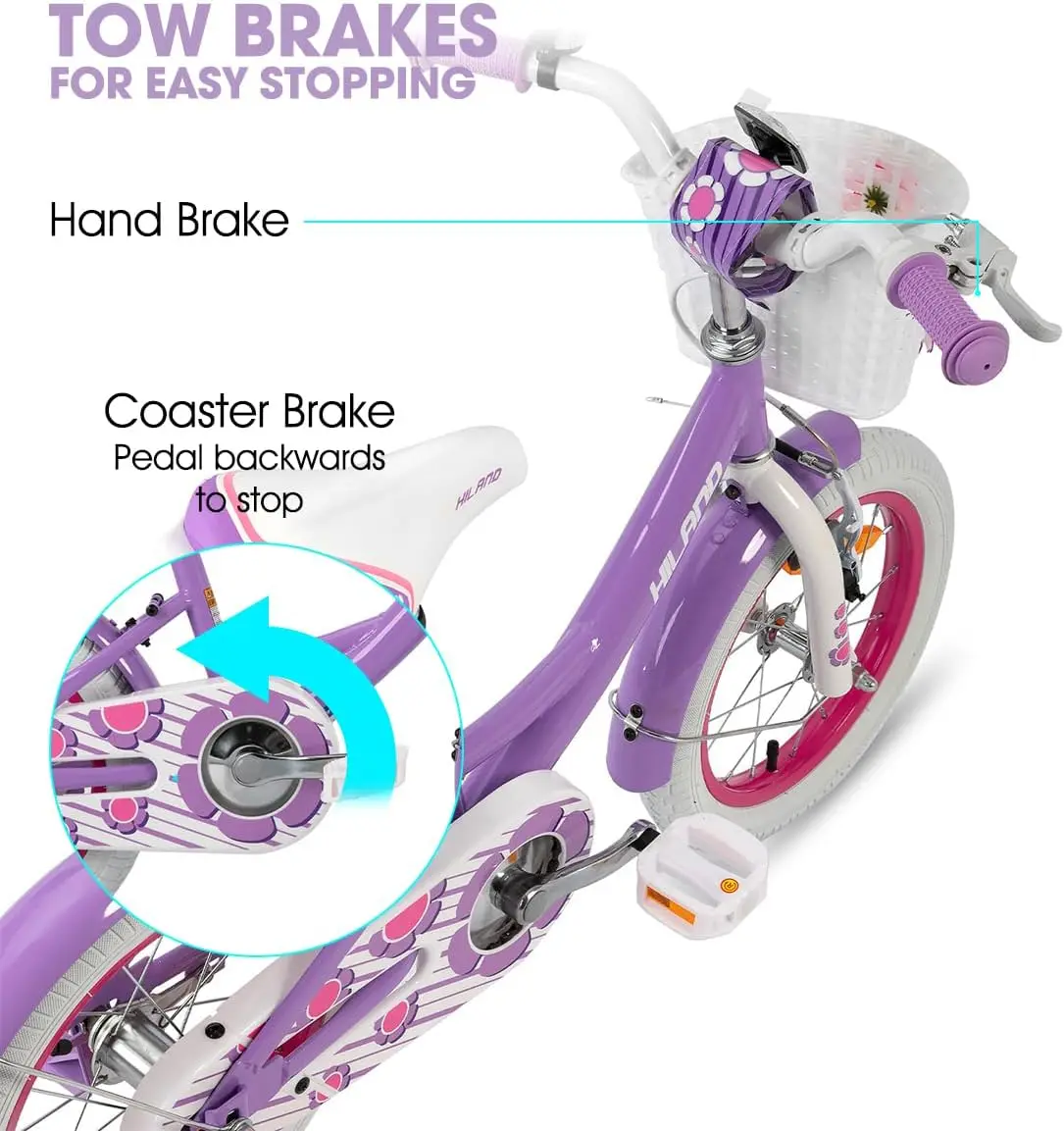 Girls Bike for Toddlers and Kids Ages 2-7 Years Old, 12 14 16 Inch Kids Bike for Boy and Girl with Training Wheels Basket Bell R