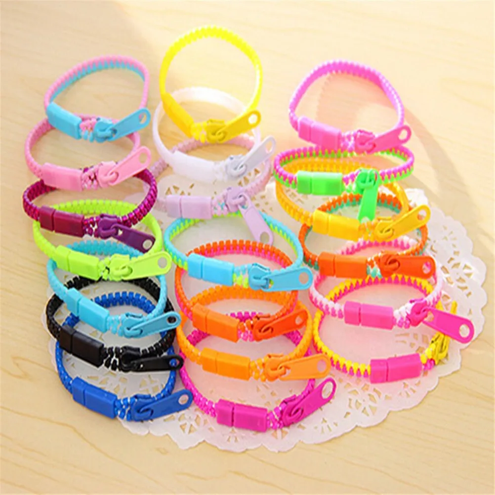 2021 Cute 10pcs/lot Fashion Zip Bracelet Bangles Metal Zipper Bracelet Fluorescent Neon Creative Gifts