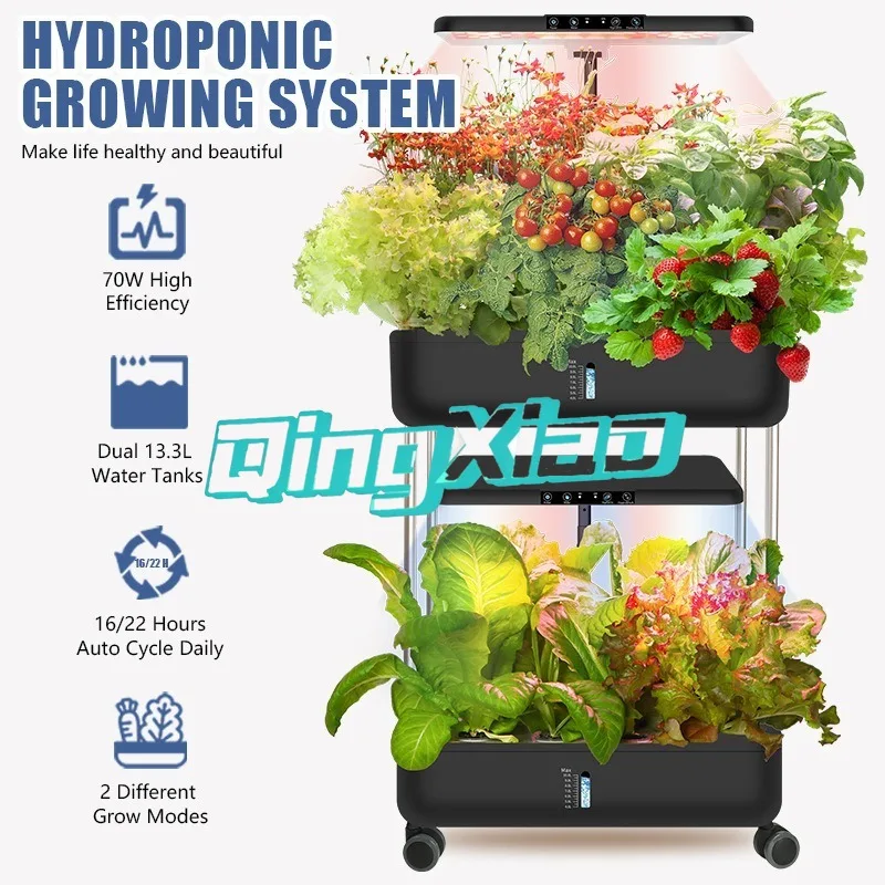 Multi Layer Intelligent Hydroponic Planter With Led Grow Light Water Storage For Indoor Balcony Family Soilless Cultivation