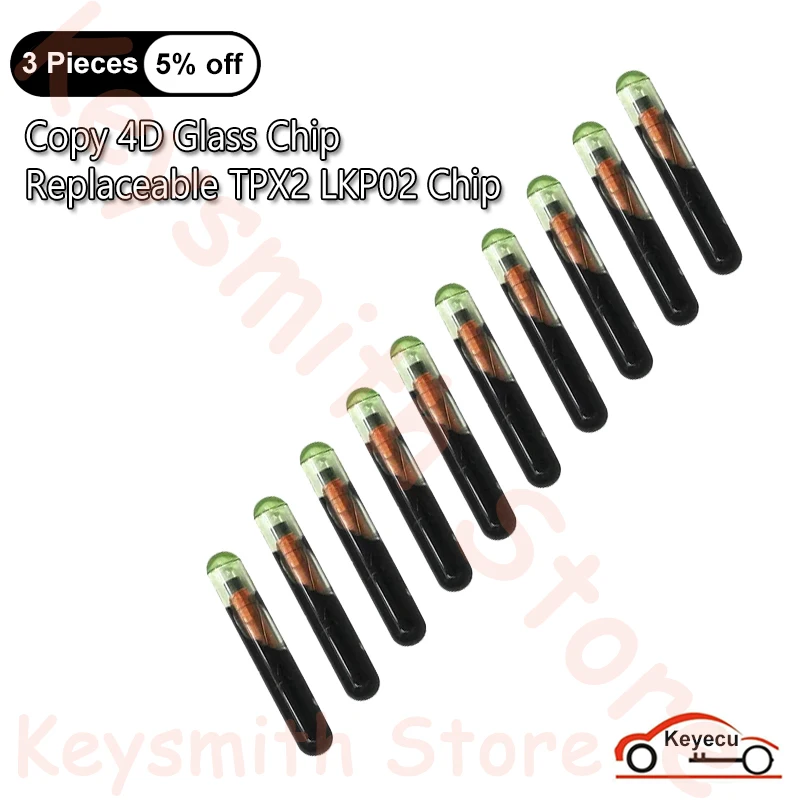 KEYECU 10PCS/LOT Copy 4D Glass Chip Replaceable TPX2 LKP02 Chip Car Key Chip Can Support KYDZ TANGO VVDI JMA Machine（Reusable）