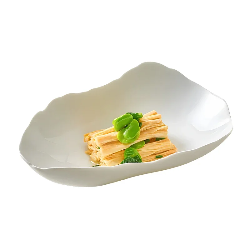 

Tableware Ceramic Irregular Shape 10-Inch Nordic Style Restaurant Hotel Special-Shaped Creative Dish Cold Dish Chinese Style 1Pc