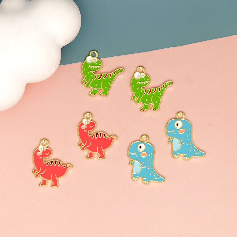 10PCS Cartoon Monster Dinosaur DIY Alloy Drip Oil Necklace Bracelet Pendant Keychain Pendant Accessories
