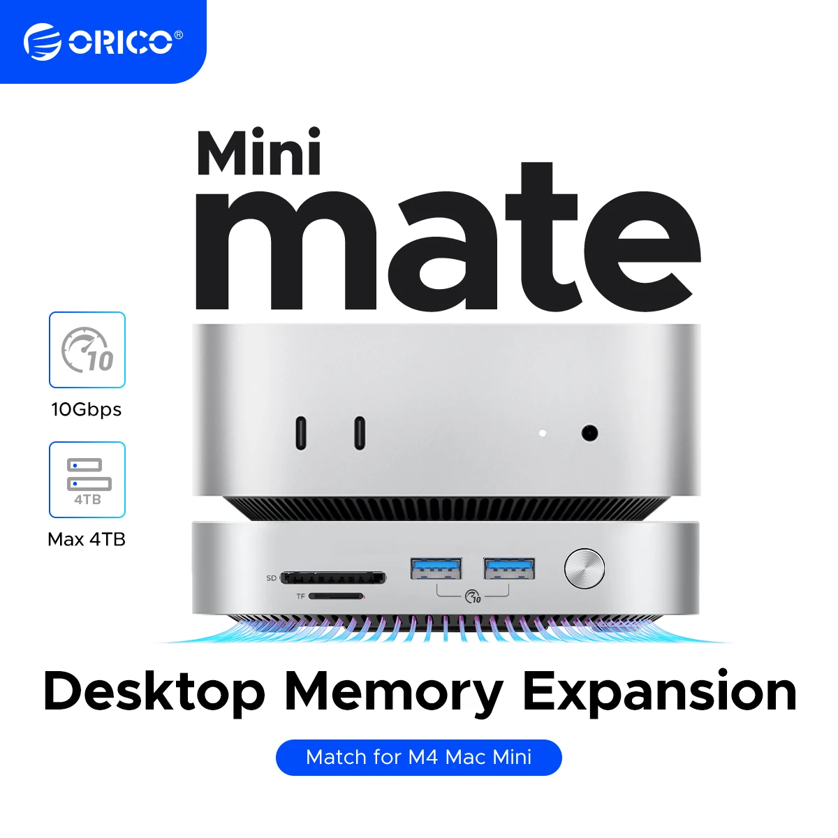 

ORICO MiniMate 10Gbps Storage Expansion Dock for Mac Mini M4 &M4 Pro Accessories Pro with SD/TF3.0 Built-in 512G 1T 2T 4T SSD