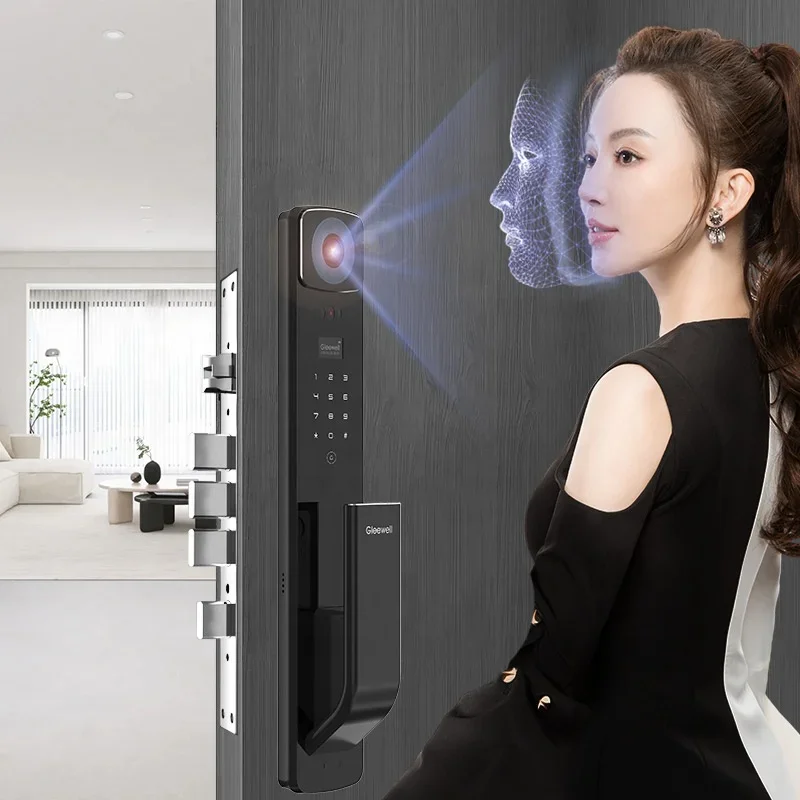 เครื่องจดจำใบหน้า3D ระบบล็อกอัจฉริยะระบบ WiFi ควบคุมรีโมทแอป Deadbolt เครื่องประตูล็อคอัจฉริยะลายนิ้วมือ