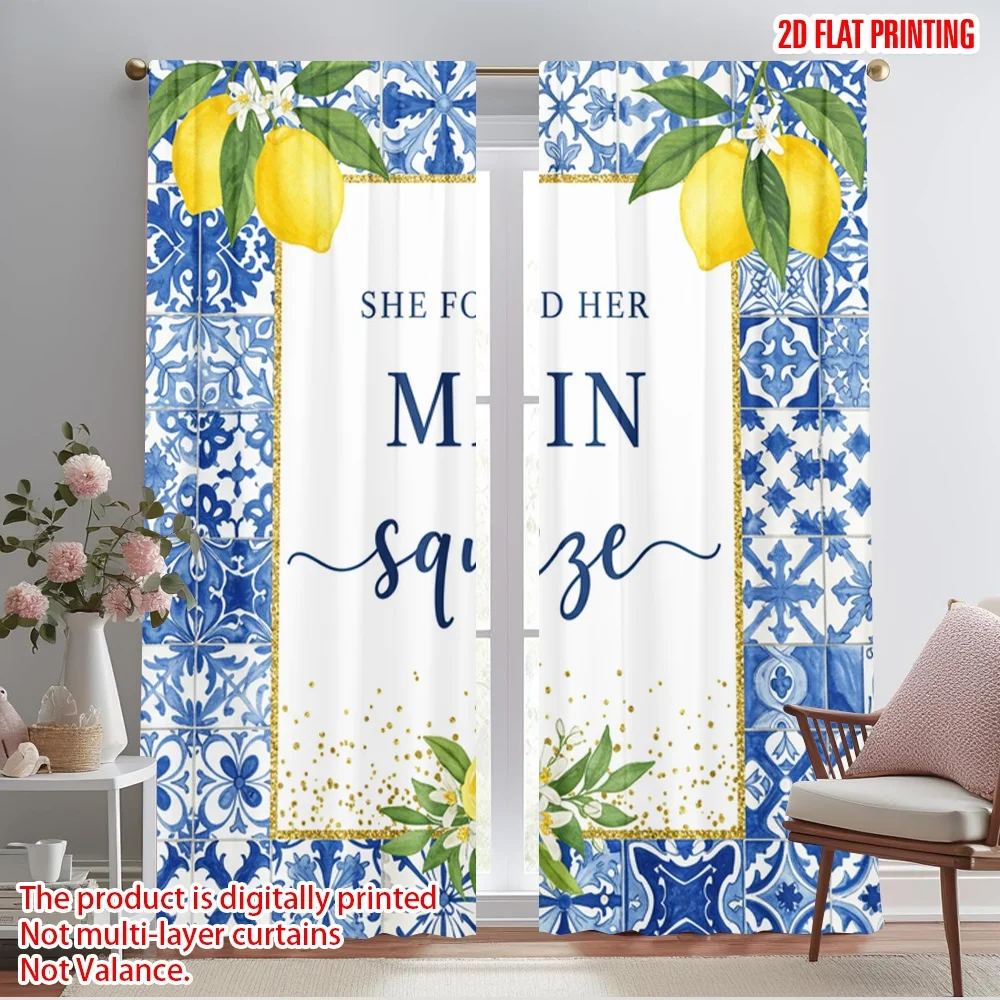 

2pcs 2D flat printing Curtain She Found Her Main Squeeze_a Polyester Without Electricity Festive Holiday Use for Holiday Decor