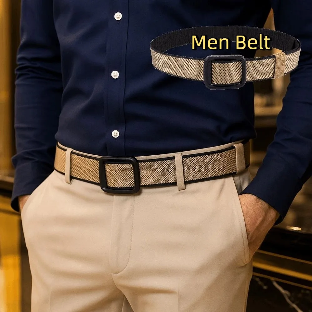 

Fashion Nylon Men Belt Soft Classic Adjustable Web Belt No Hole Design Comfortable Ratchet Belts Daily Wear