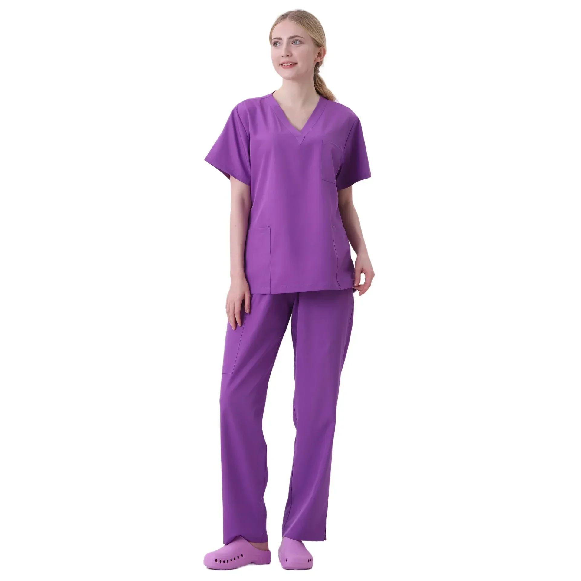 반팔 스크럽 탑 포켓 바지, 의료 간호사 유니폼, 의사 수술 작업복, 스파 아웃웨어, 미용실 작업복, 신제품