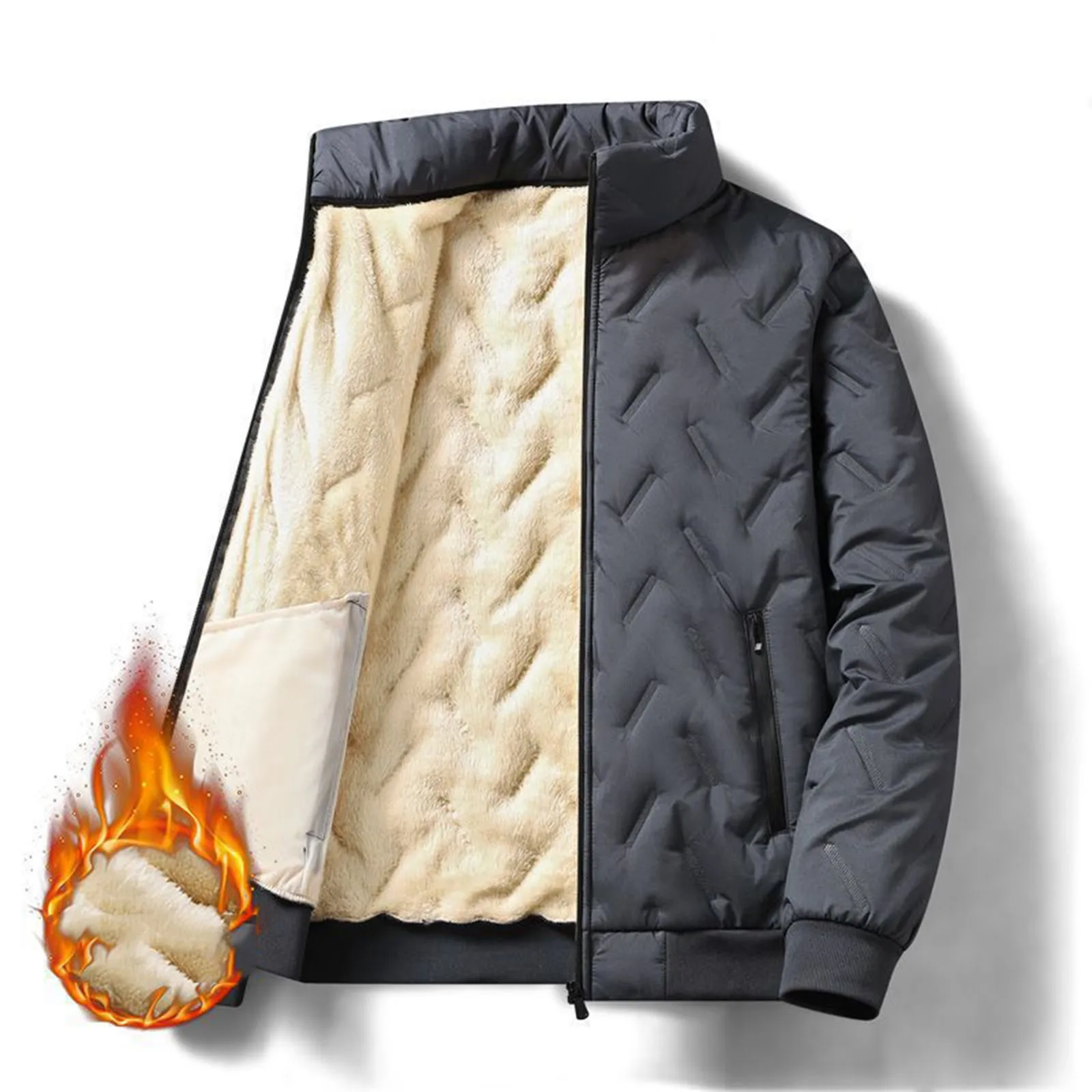 معطف رجالي من القطن بالإضافة إلى معطف قطني مخملي شتوي دافئ ملابس يومية معطف شتوي ملابس خارجية للسفر معطف قطني سترة للعمل