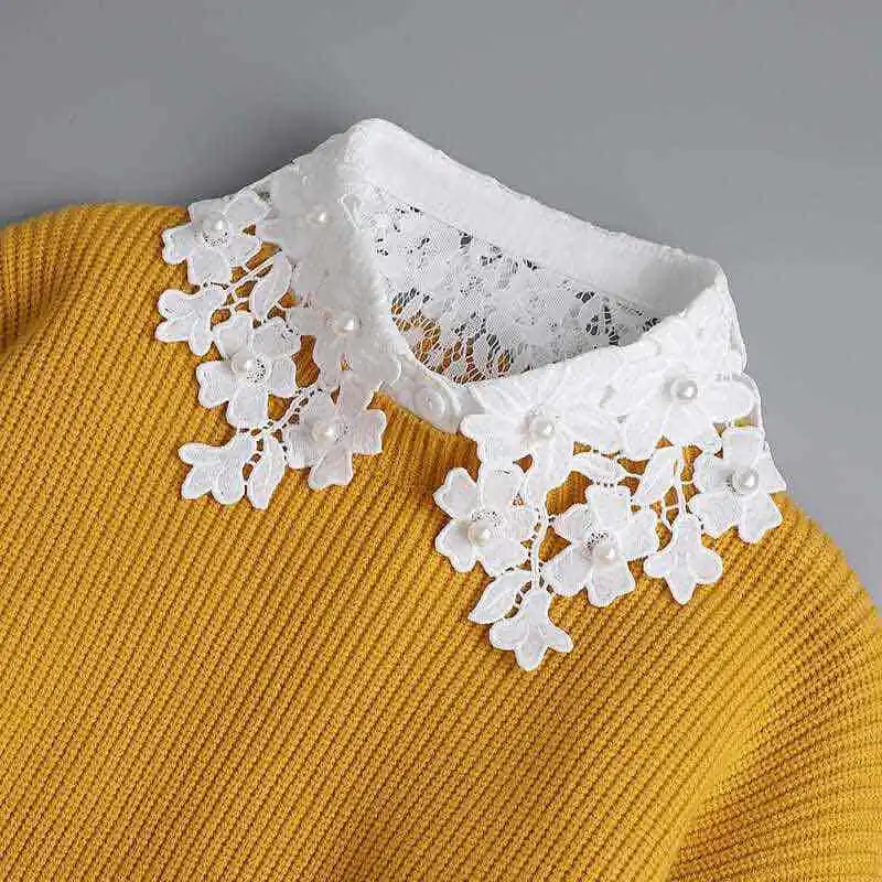 

Белая рубашка с воротником из искусственного костюма для взрослых, расшитая бисером, с высоким воротником, полосатая подкладка, универсальный аксессуар для ношения