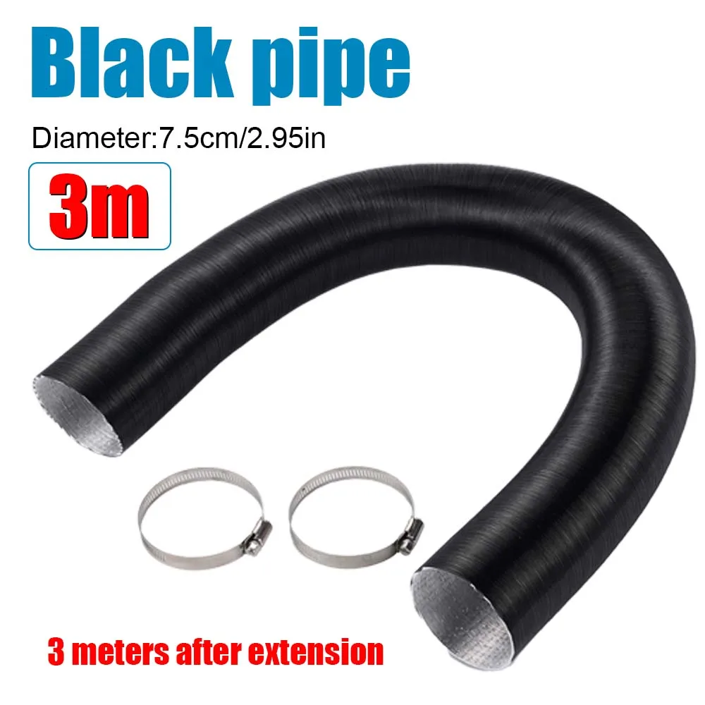 Riscaldatore ad aria diesel 75mm Diametro 1M/2M/M Lunghezza Tubo condotto Tubo Uscita tubo di scarico Connettore per Webasto Eberspaecher