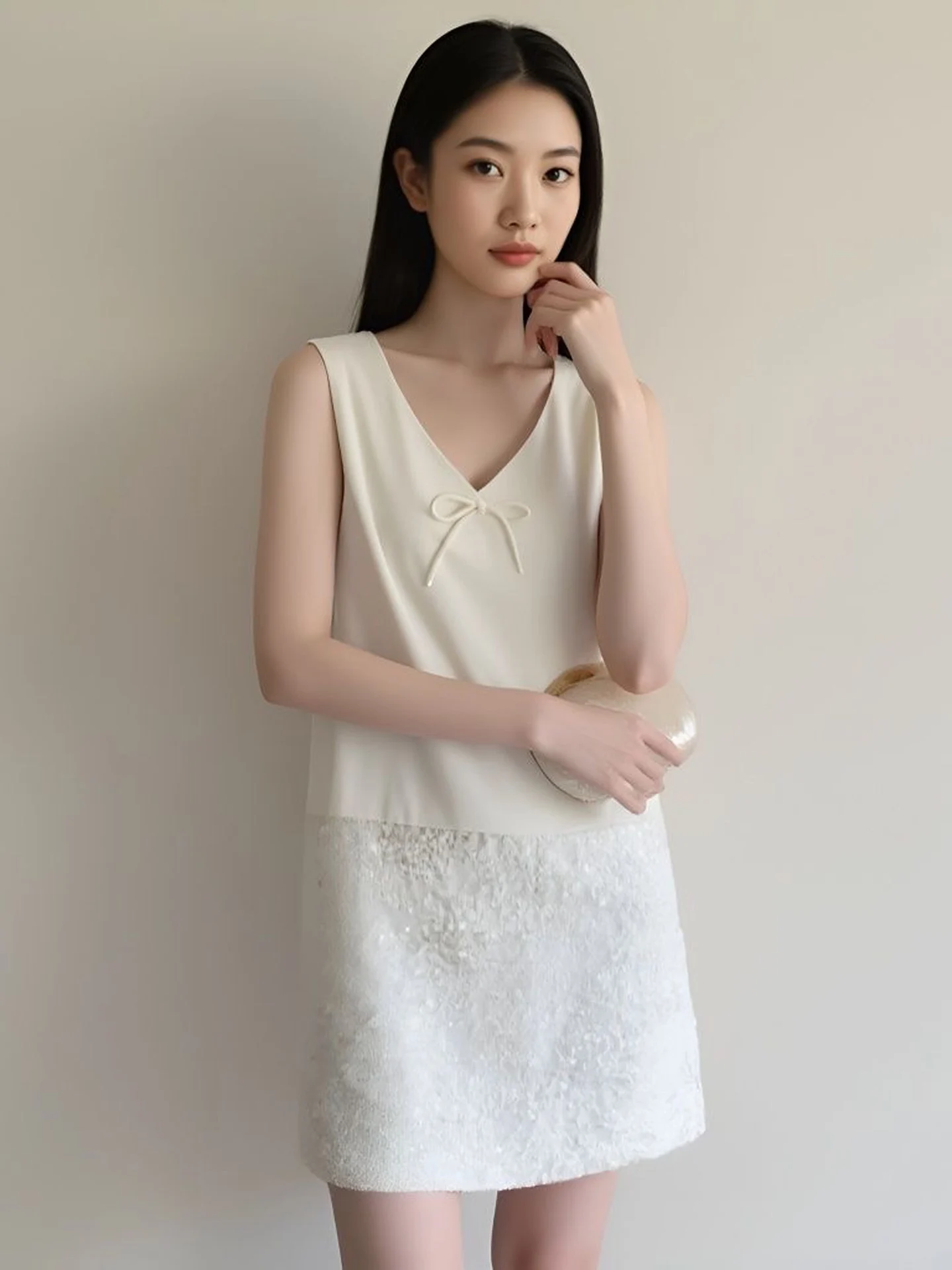 Shiny Sequin Sleeveless Slim Fit Vest Dress Women's Autumn New Gentle Style Natural Waist Bright Thread Splicing Dress