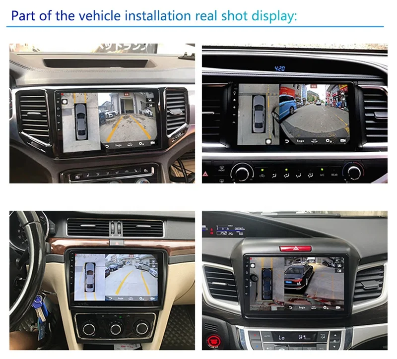 1080P ثلاثية الأبعاد 360 درجة سيارة عين الطيور كاميرا الرؤية المحيطية القيادة لنظام أندرويد رصد راديو ستيريو السيارة العالمي مشغل وسائط متعددة
