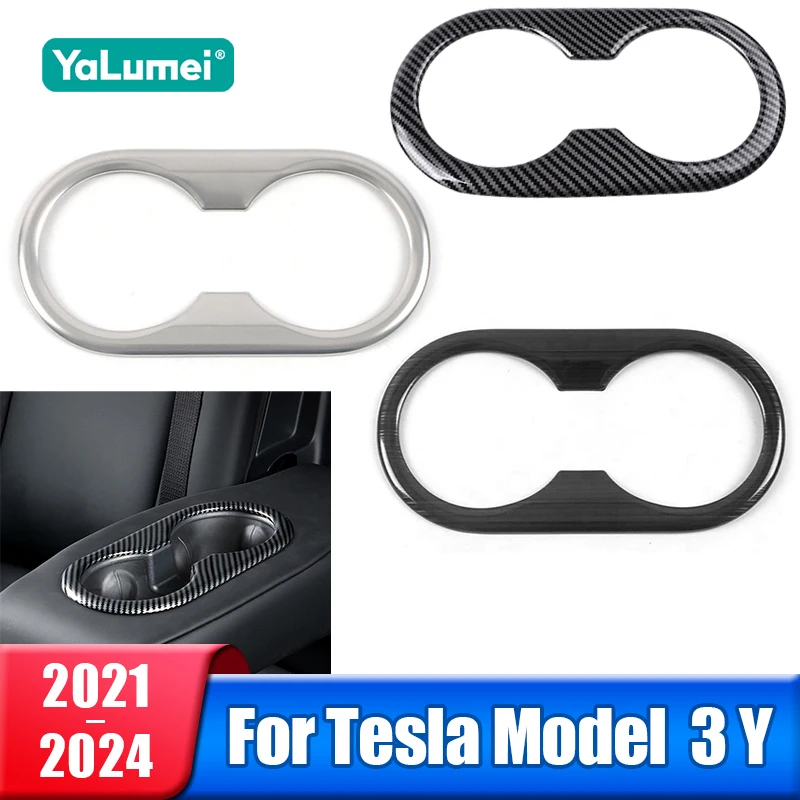

Car Rear Seat Water Cup Holder Cover Trim Frame For Tesla Model Y Model 3 2021 2022 2023 2024 Accessaries
