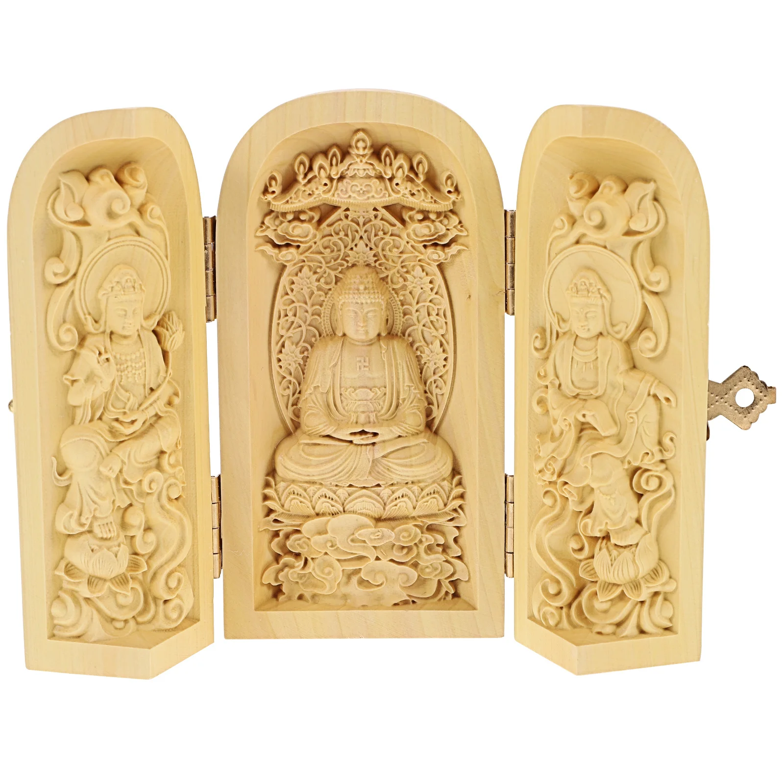 

Wood Buddha Statue Small Desktop Sculpture Retro For Home Zen Decor Temple Room Decorations Wood Craft