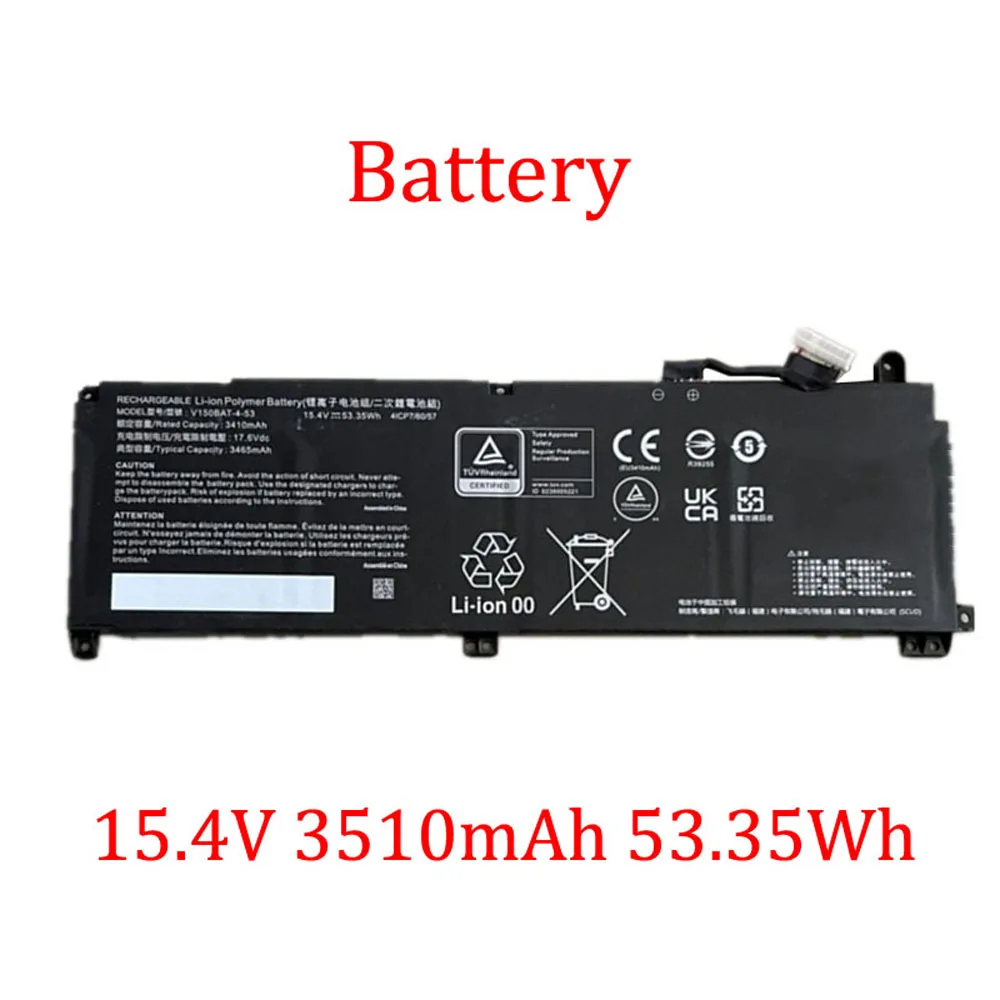 

Аккумулятор для ноутбука V150BAT-4-53 6-87-V150S-53G01 6-87-V150S-51C01 15,4 В 3,51 Ач 53,35 Втч 3460 мАч 8PIN 7 линий новый