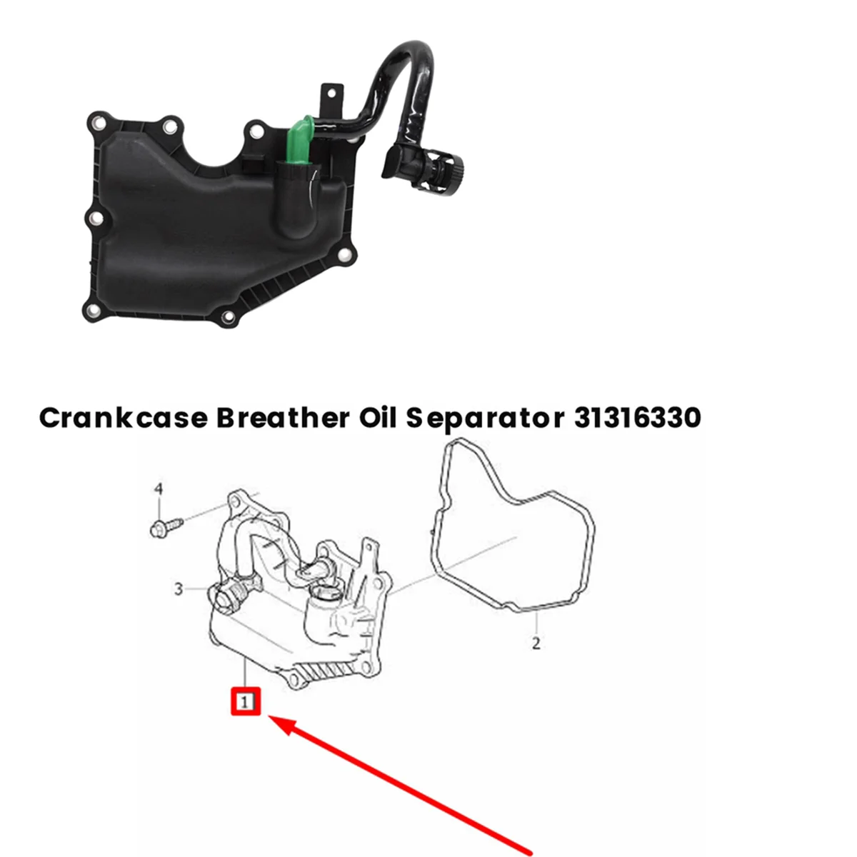 Car Crankcase Breather Oil Trap 31316330 for XC60 S80 V70 S60 10-2015 Oil Separator Tube Cover Exhaust Valve