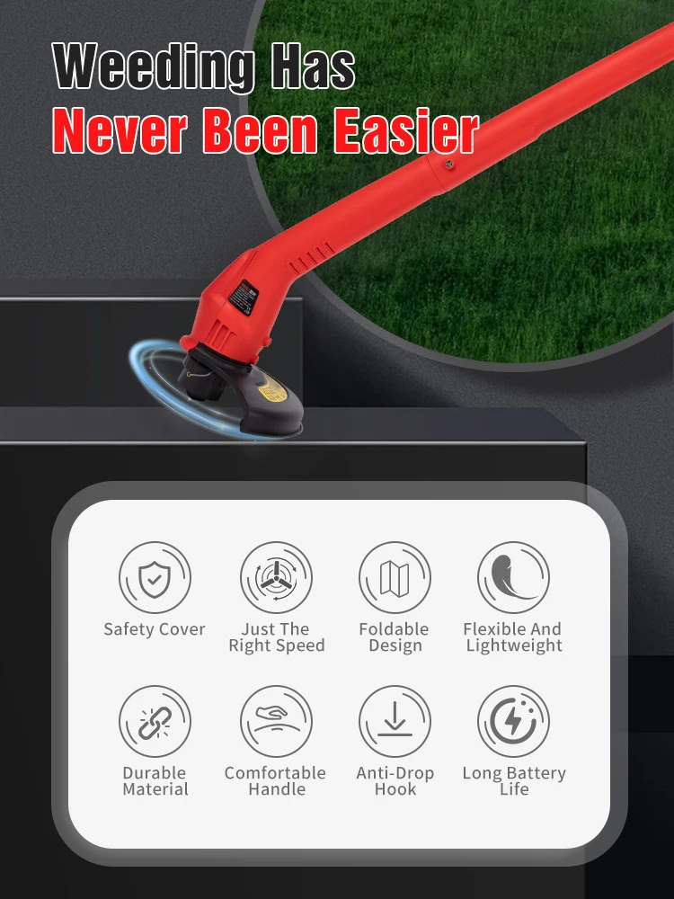 Mini Electric Lawn Mower 220V 12500RPM Handheld Electric Foldable Lawn Mower Adjustable Electric Trimmer Garden Pruning Tool